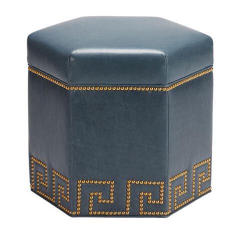 Viviette Leather Hexagon Ottoman image 722098