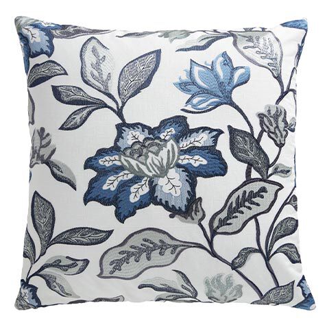 Blooming Floral Embroidered Square Pillow image 062420