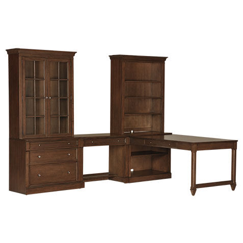Continental Double Office Island with Bridge Desk image 159030G