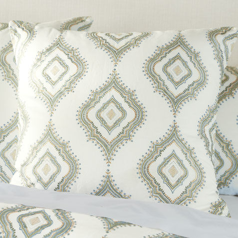 White & Green Embroidered Euro Shams (set of 2) image 036236DPR