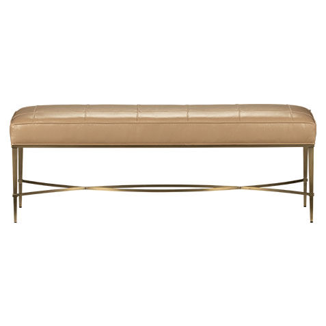 Sidney Upholstered Leather Metal Bench image 717185