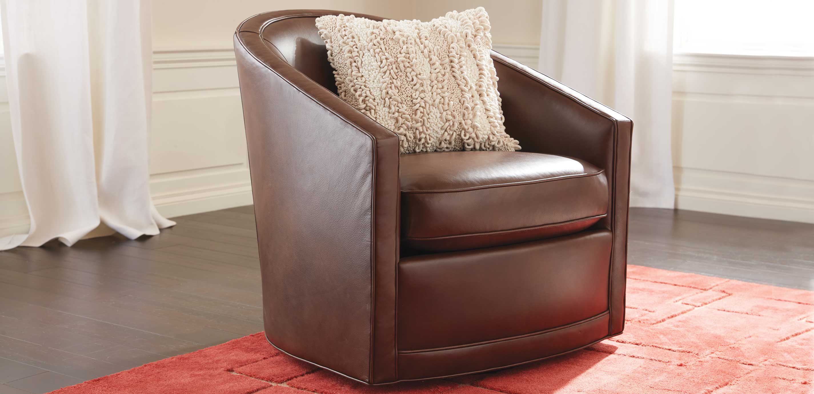 Baylee Leather Barrel-Back Swivel Chair