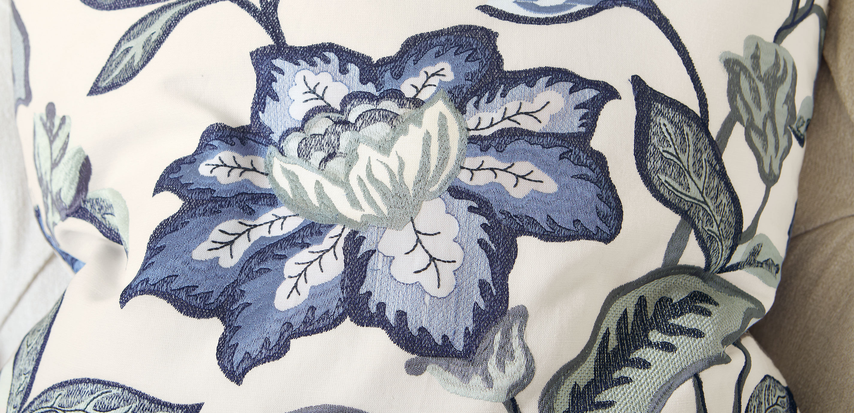Blooming Floral Embroidered Square Pillow_2
