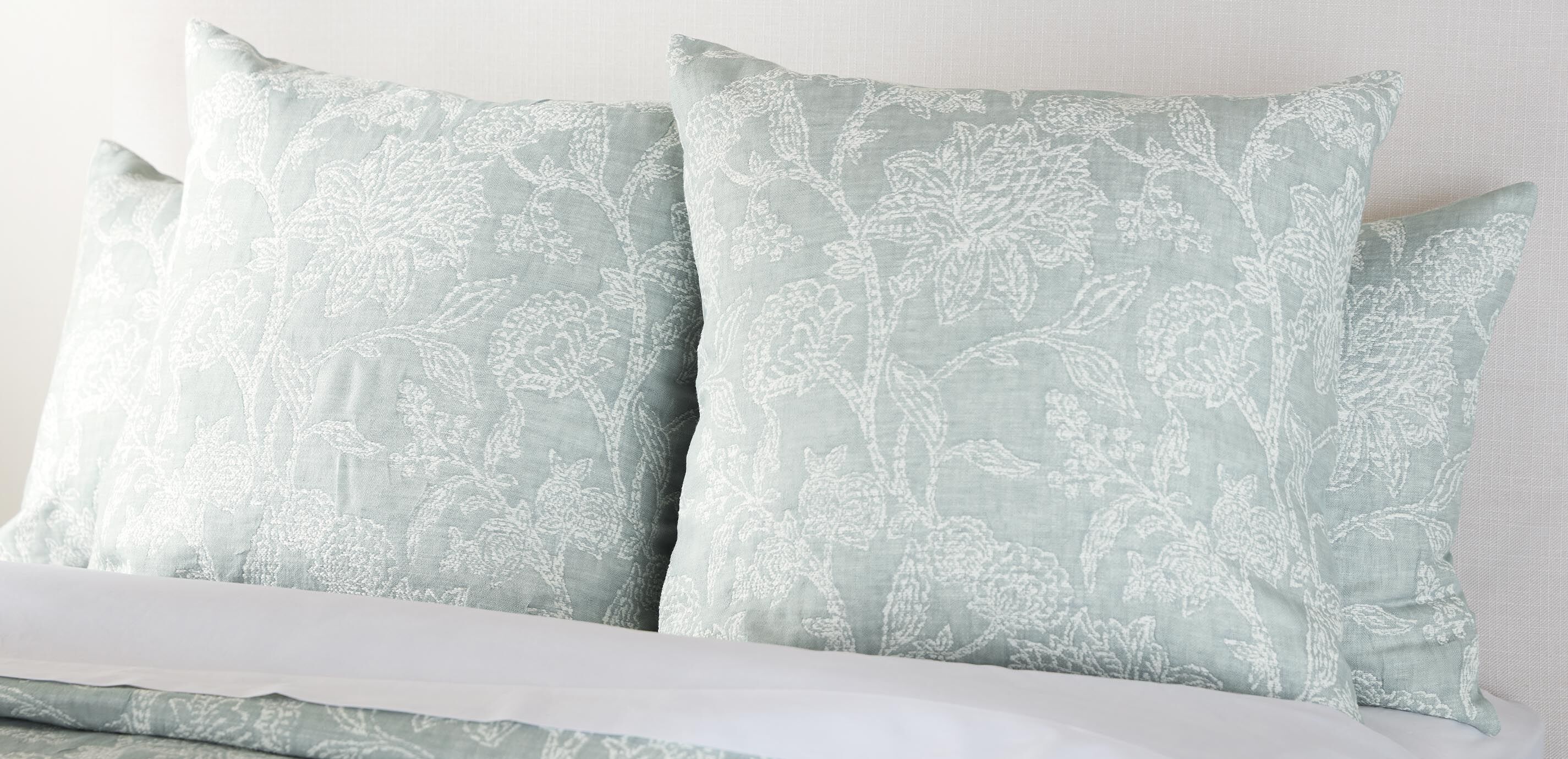 Floral Jacquard Euro Sham, Aqua
