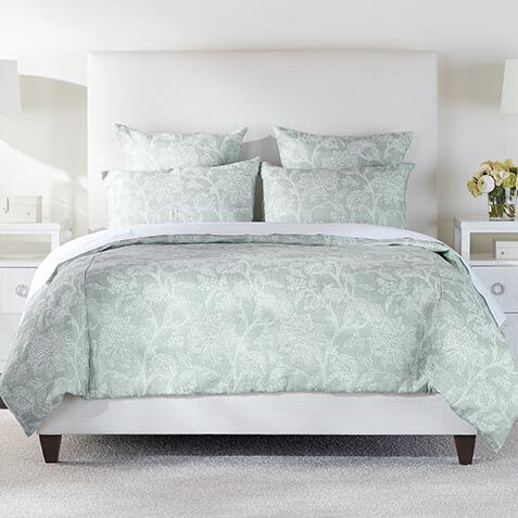 Floral Jacquard Duvet Cover and Shams Set, Aqua image 036239AQUSET