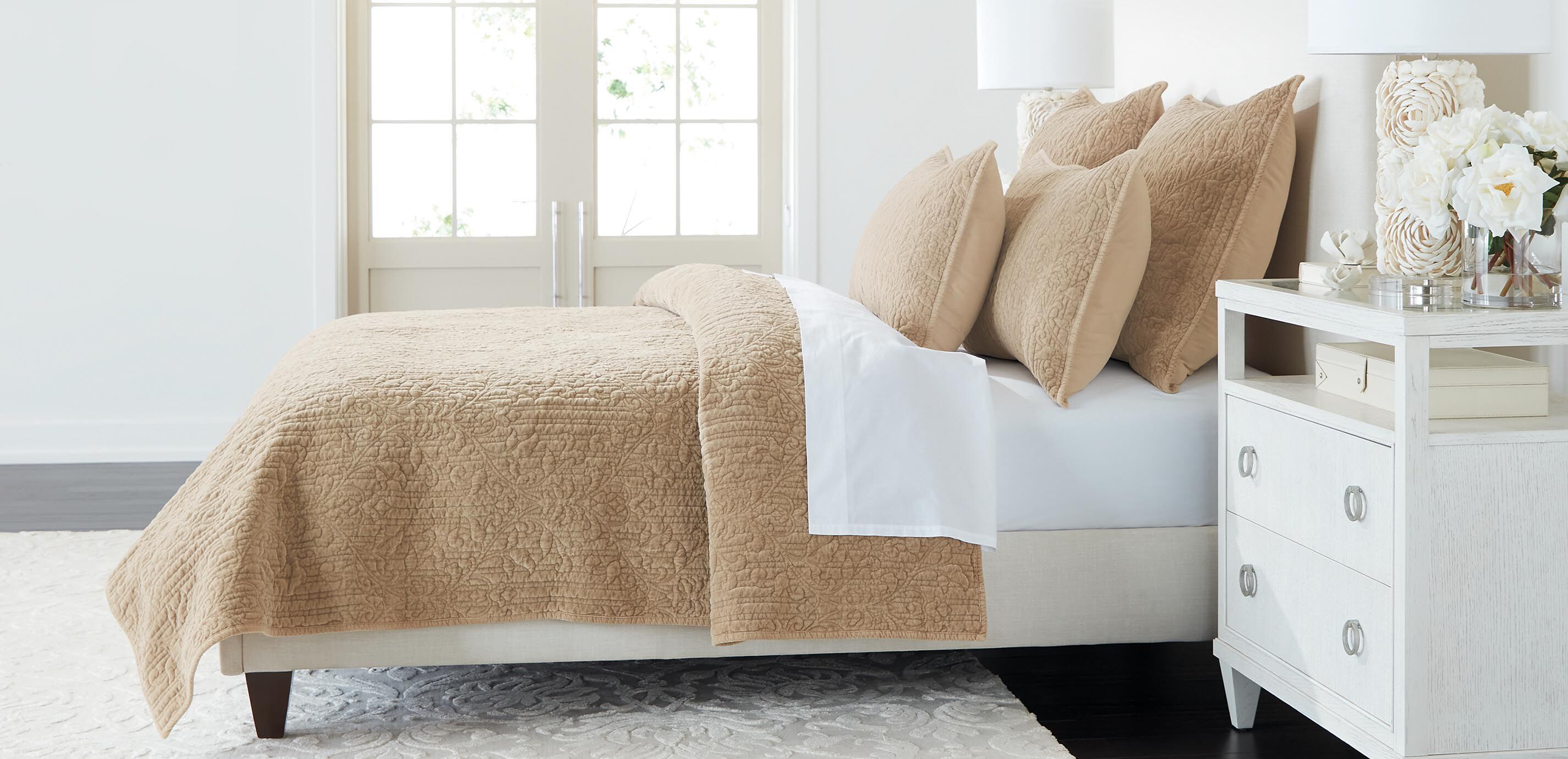 Garment-Dyed Velvet Euro Shams, Tan (set of 2)_1