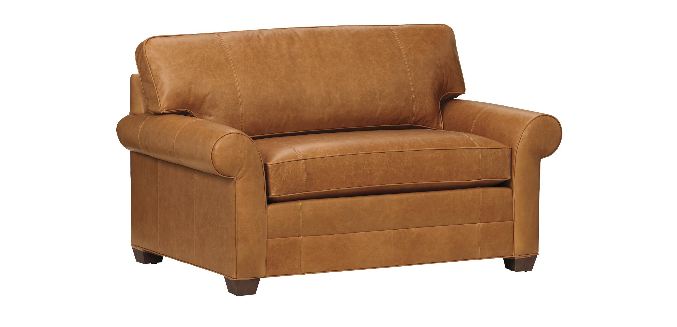 Bennett Roll-Arm Leather Chair-and-a-Half Twin Sleeper