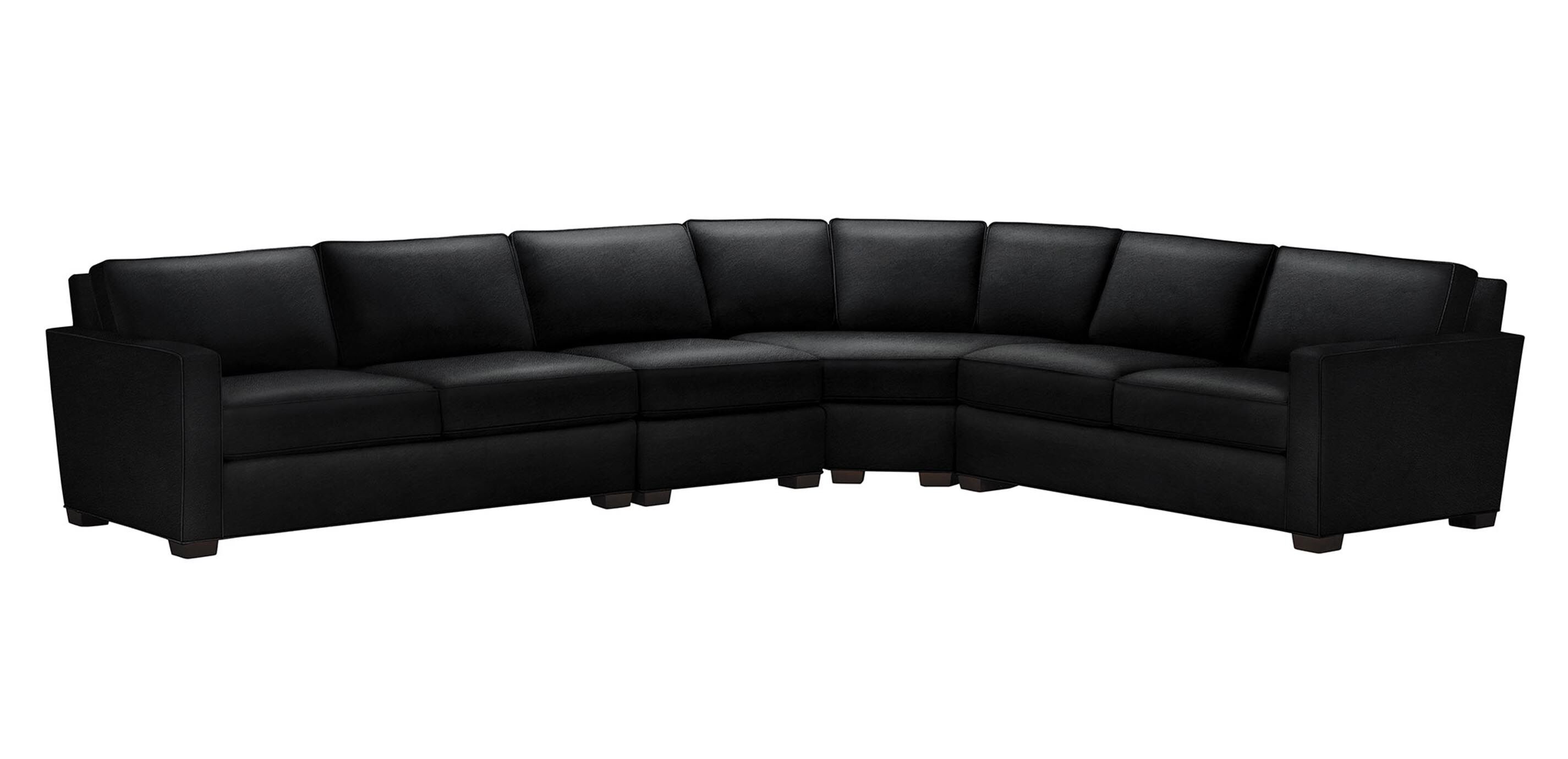 Spencer Track-Arm Leather Four-Piece Sectional with Curved Wedge