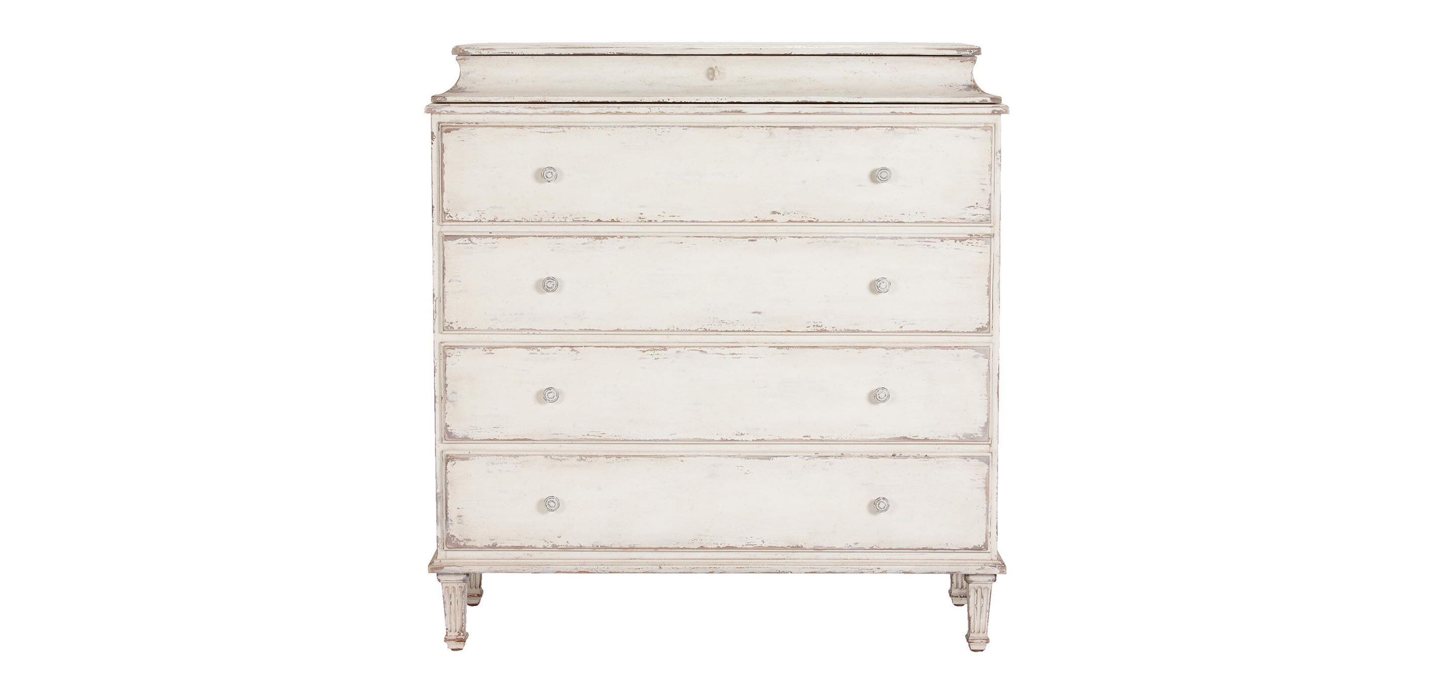 Leora Antiqued White Tall Chest