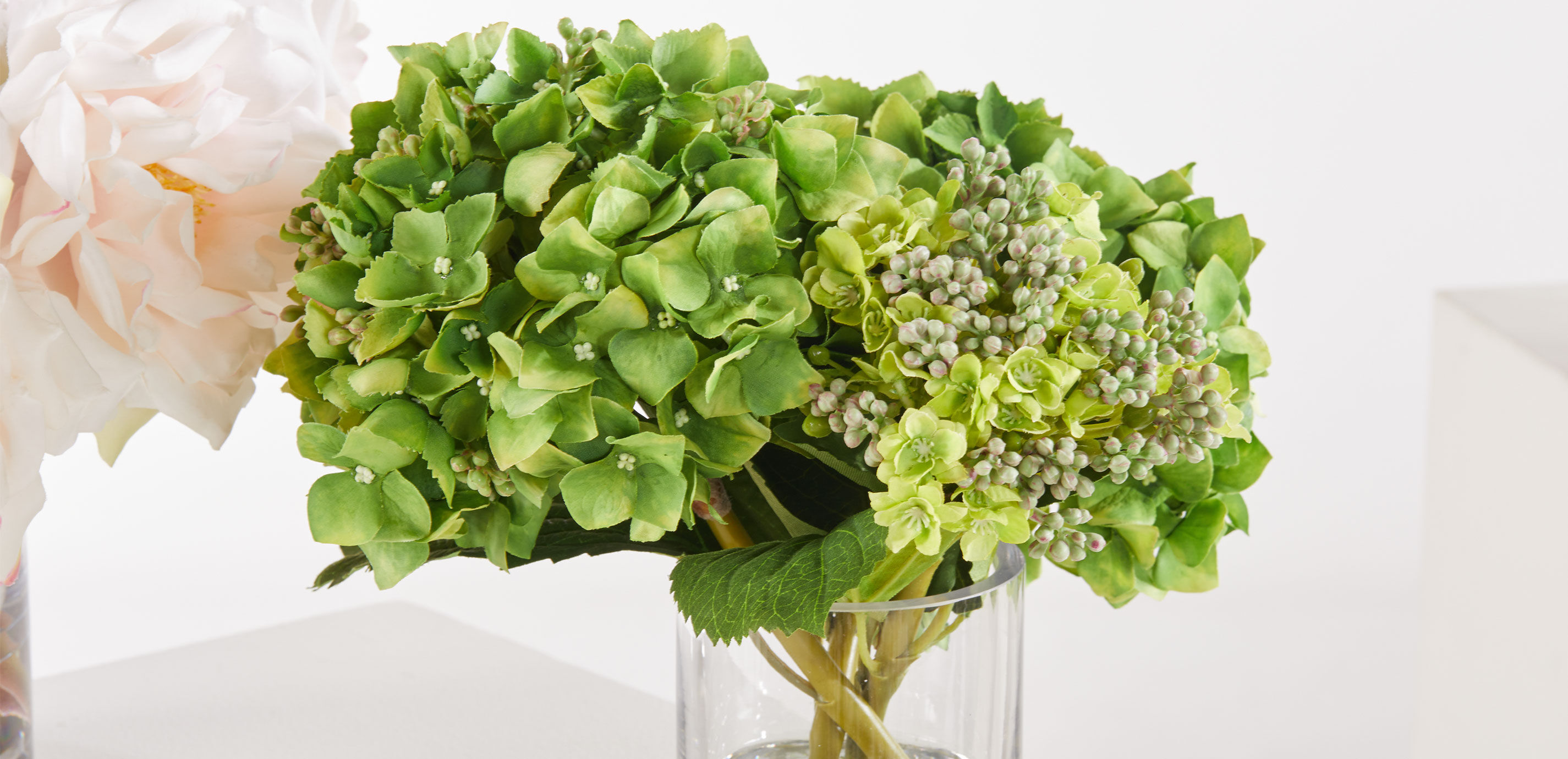 Hydrangea and Buds in Small Glass Vase_3