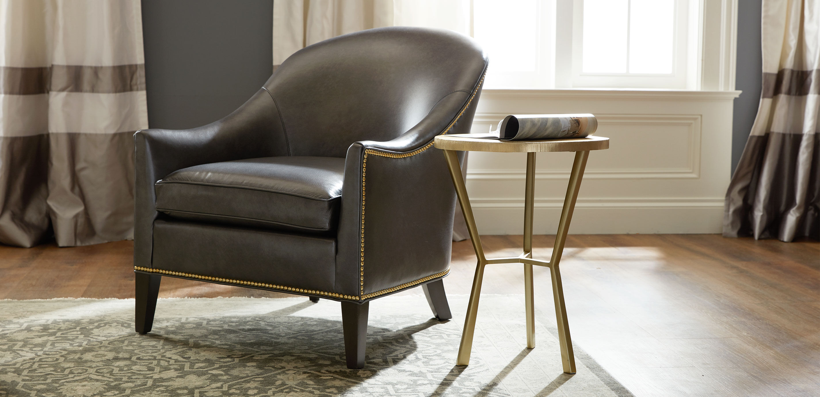 Grace Leather Stationary Chair