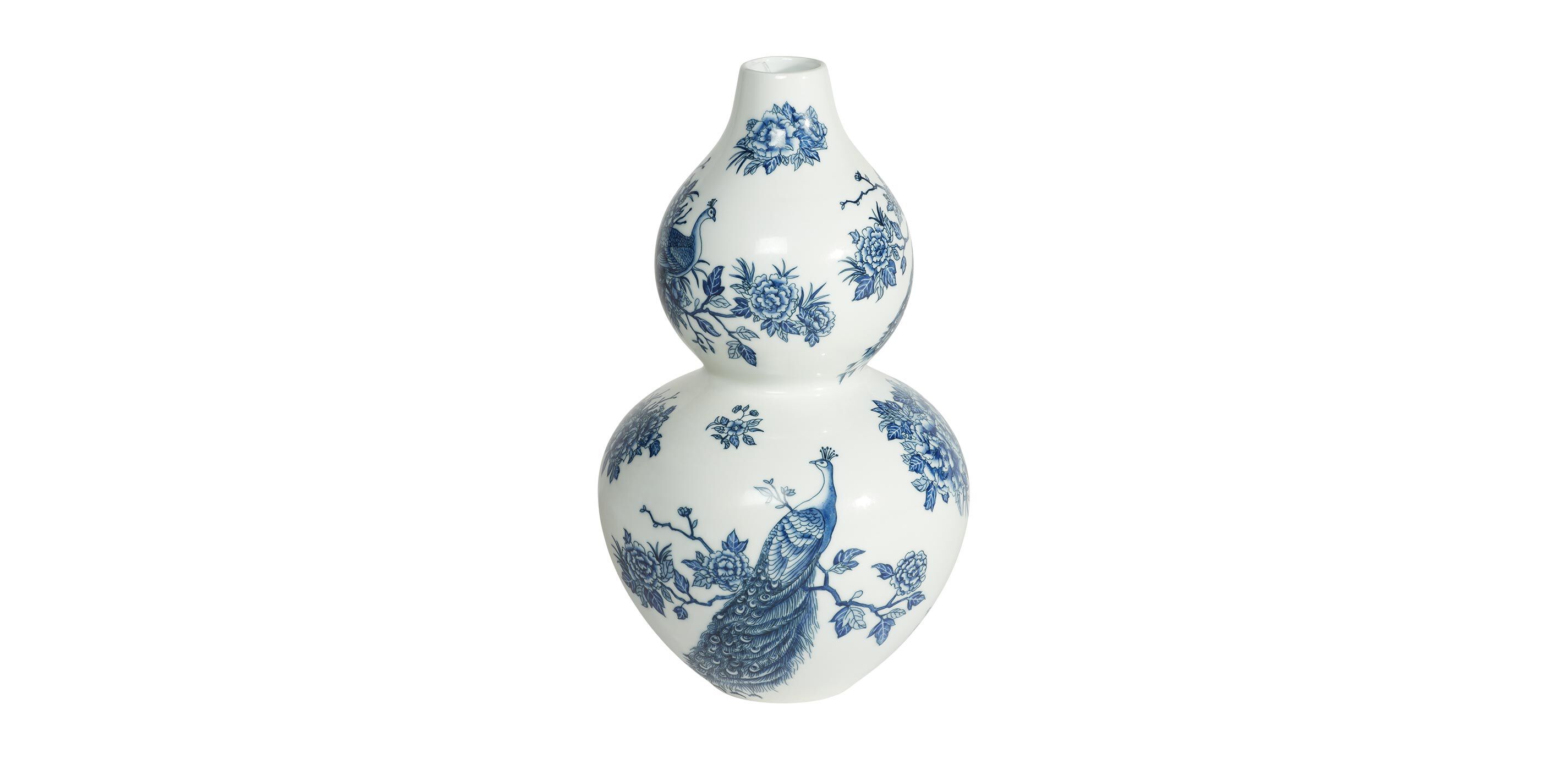 Peacock Porcelain Gourd Vase