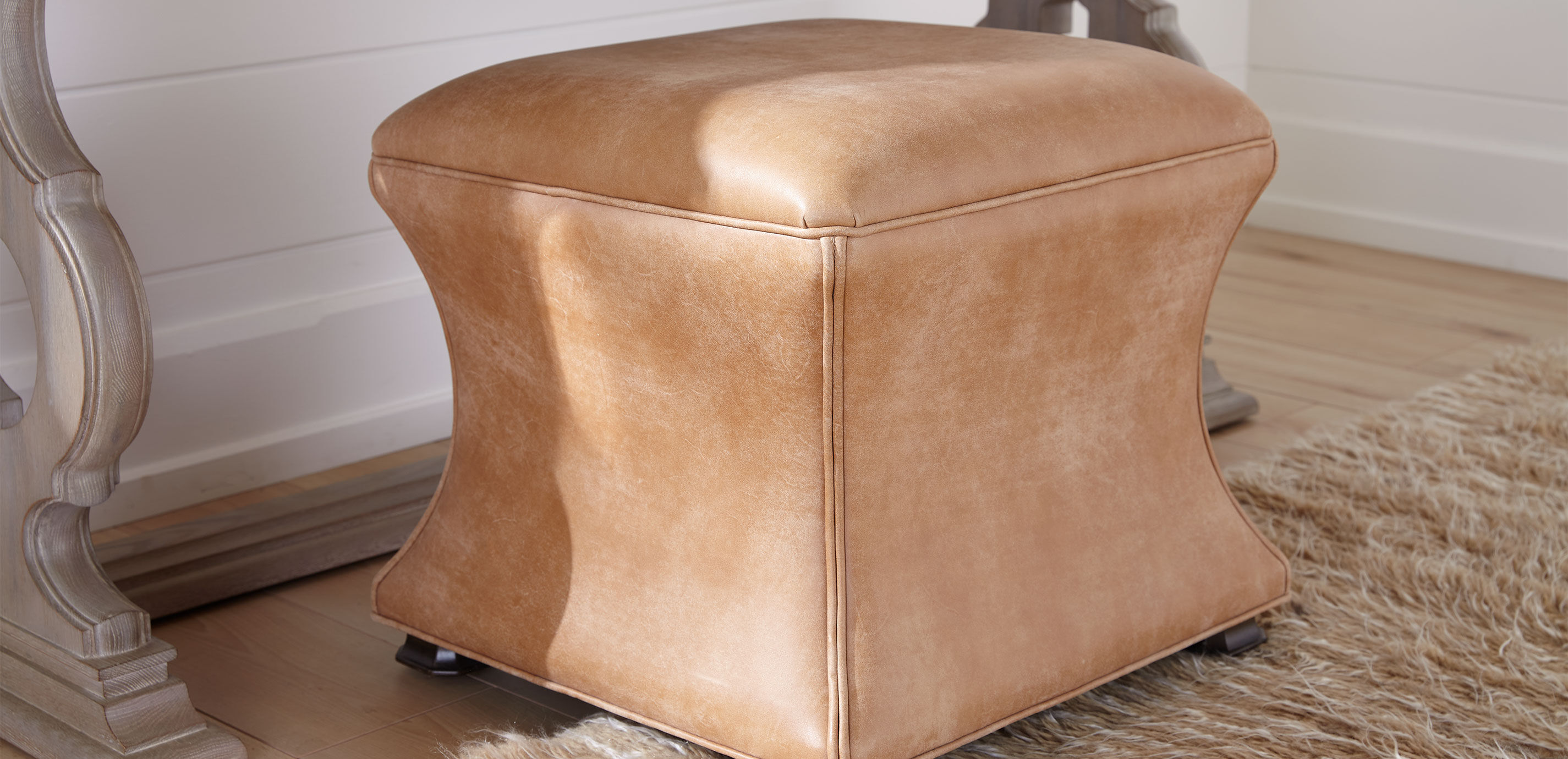 Corbin Leather Ottoman