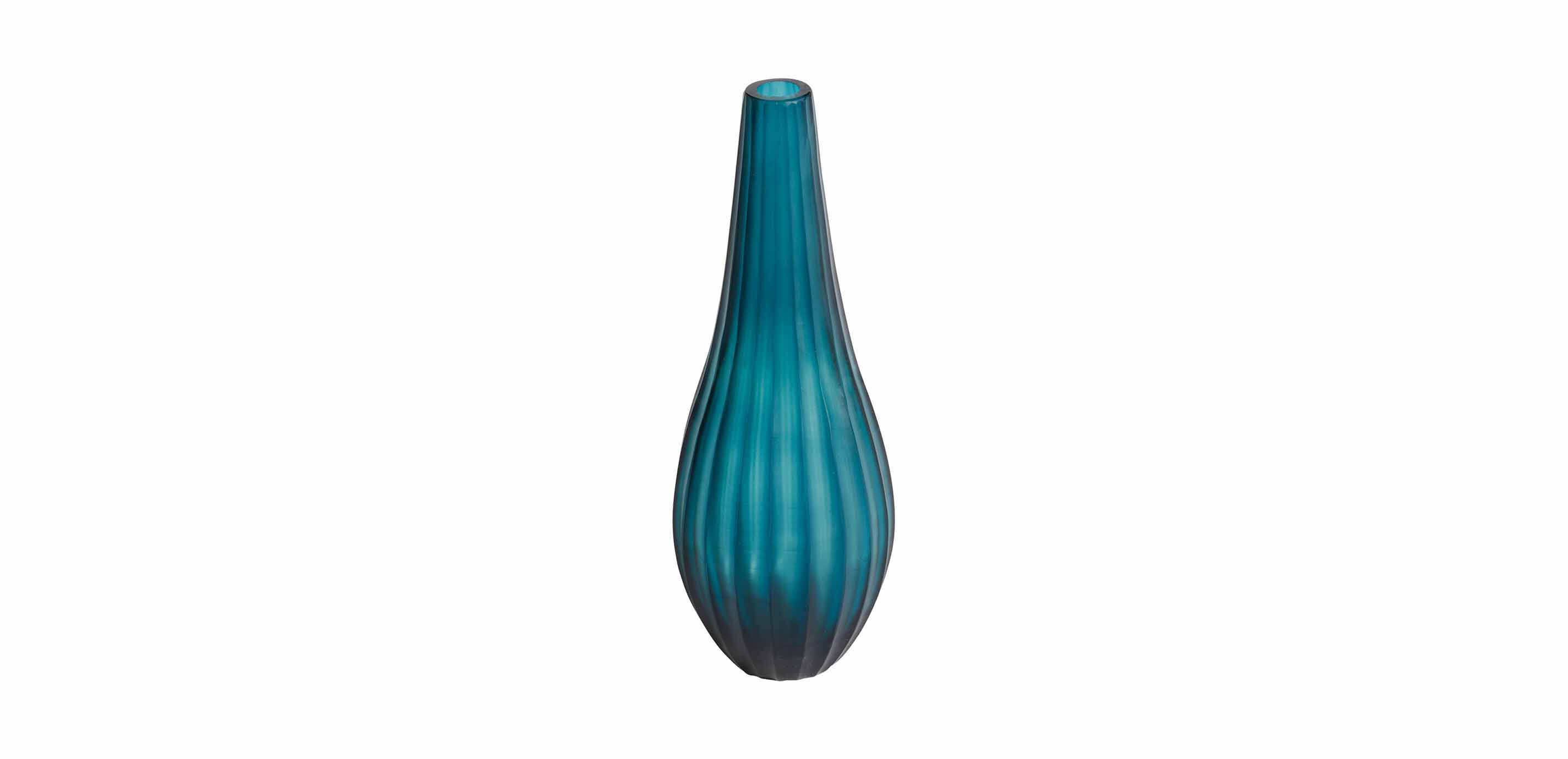 Small Teal Ribbed Vase