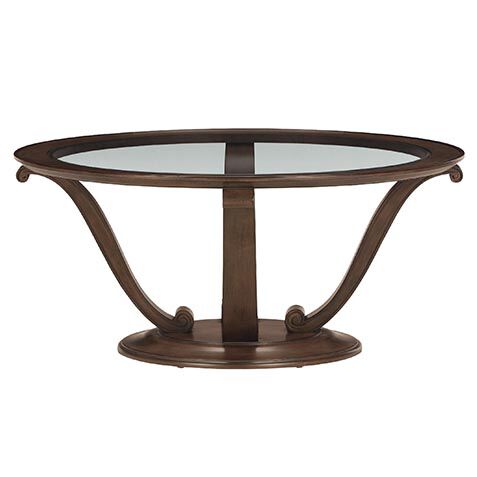 Camille Round Glass-Top Scroll-Base Coffee Table image 238050