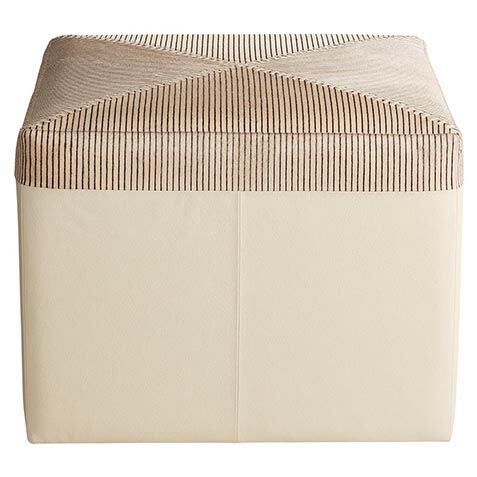 Pinstripe Hide & Leather Pouf image 421870   NAT