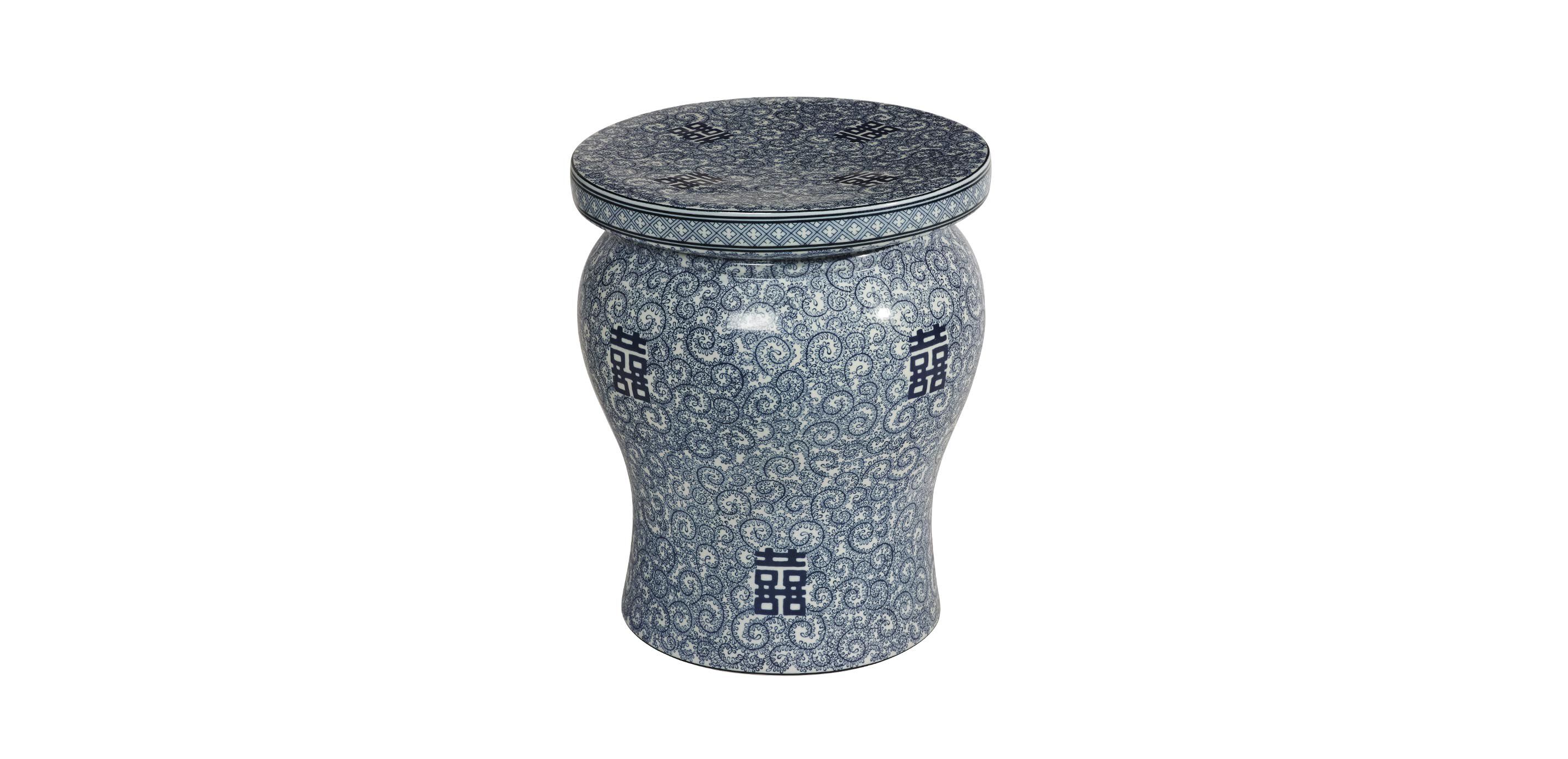 Blue and White Garden Stool