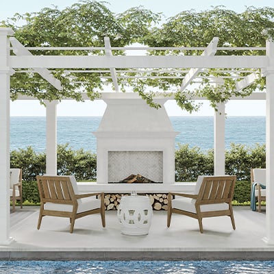 furniture under a pergola
