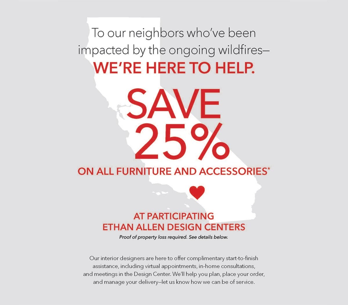 To our neighbors impacted by the wildfires–we're here to help
