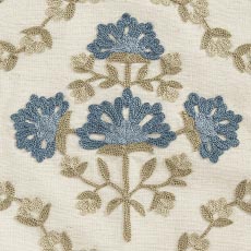 Blue swatch Crewel-Stitch Floral-Pattern Pillow