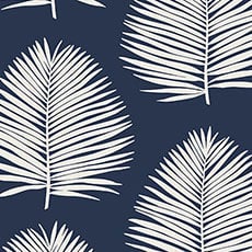 Blue/White swatch Island Wallpaper
