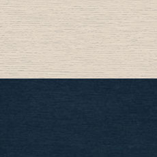 Sea Salt / Cobalt (713): White wood finish paired with cobalt blue protected fabric swatch Rambert Two-Door Buffet